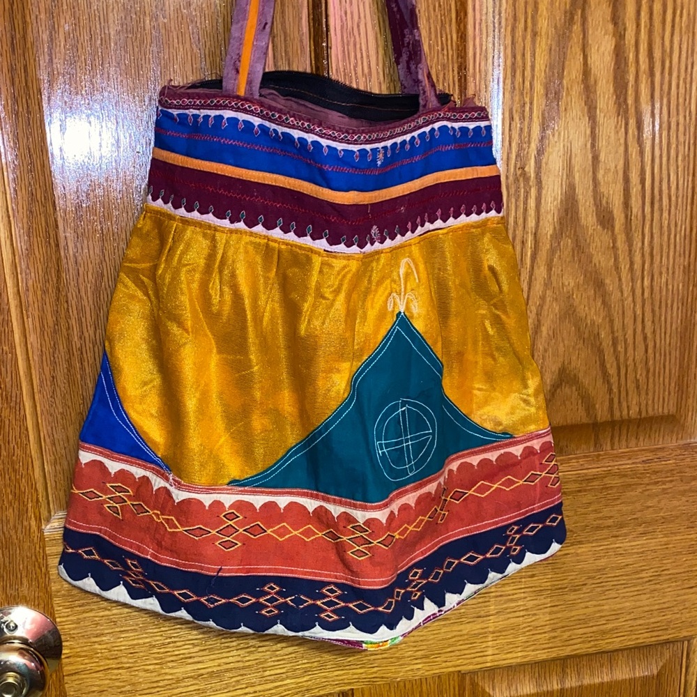 Handmade Colorful Patchwork Tote Bag - Picture 2 of 3
